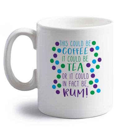 This could be tea, it could be coffee, or it could in fact be rum right handed white ceramic mug 