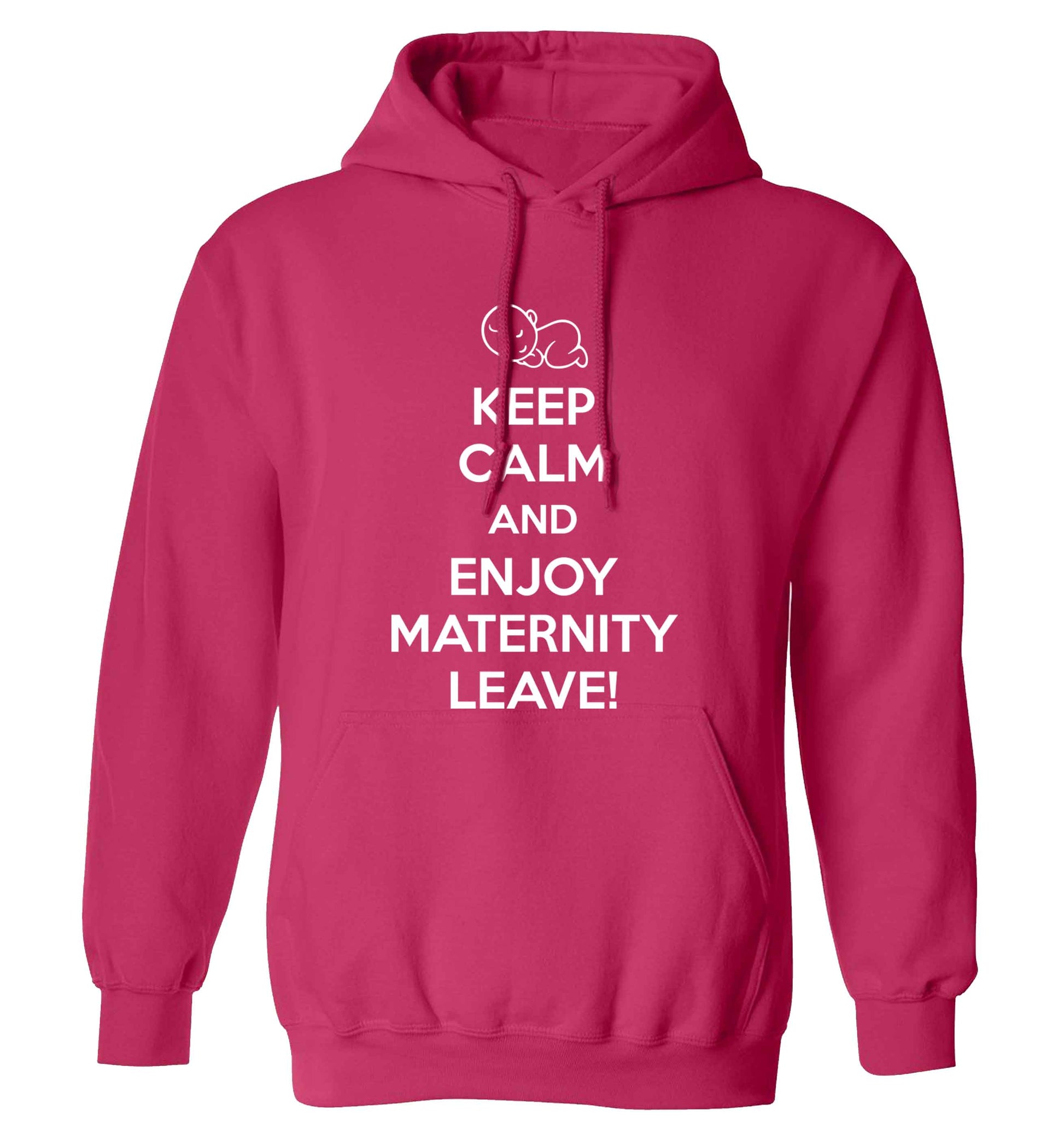Keep calm and enjoy maternity leave adults unisex pink hoodie 2XL