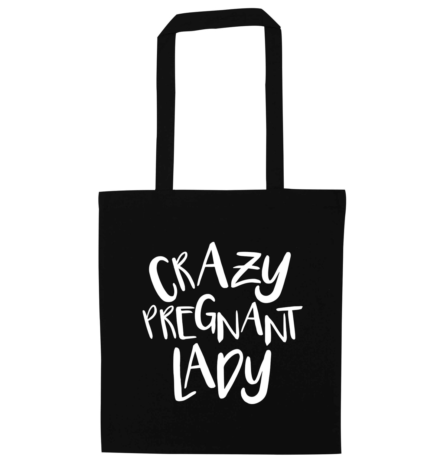 Crazy pregnant lady black tote bag