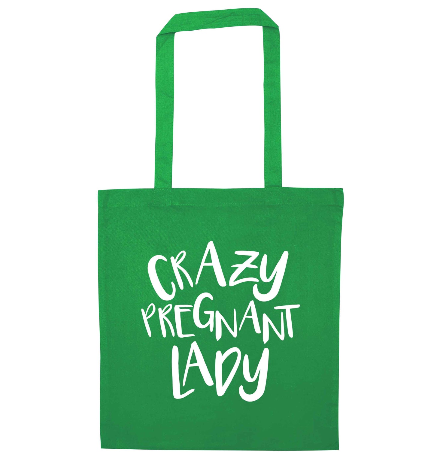 Crazy pregnant lady green tote bag