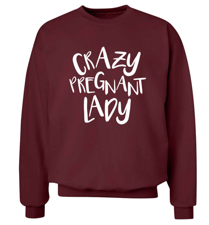 Crazy pregnant lady Adult's unisex maroon Sweater 2XL