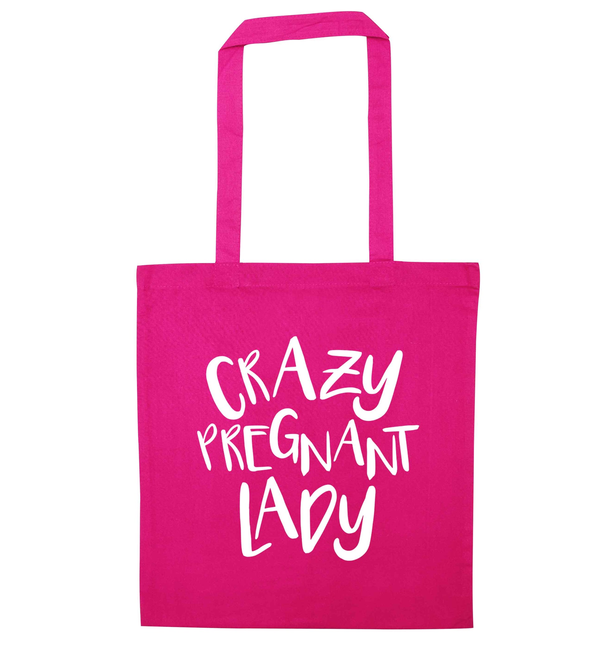 Crazy pregnant lady pink tote bag