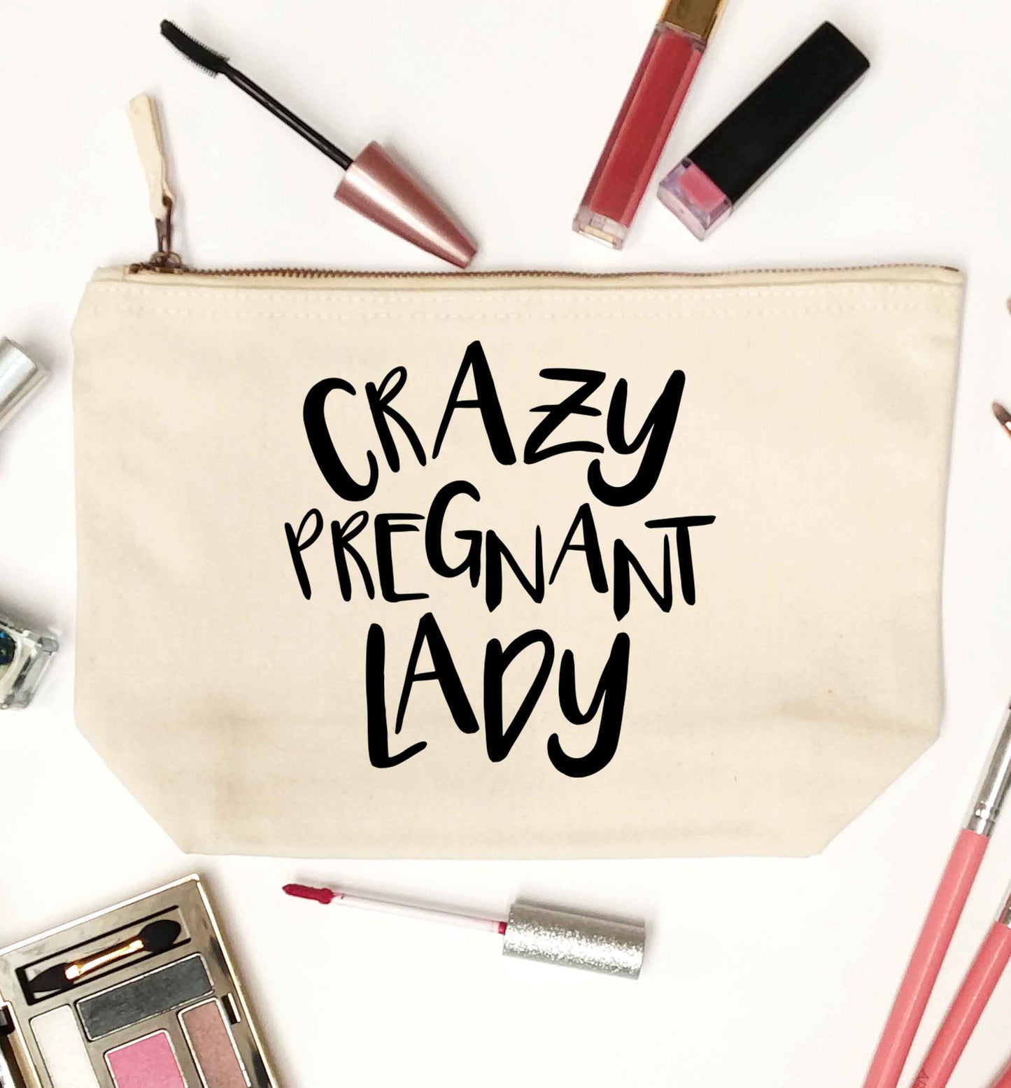 Crazy pregnant lady natural makeup bag