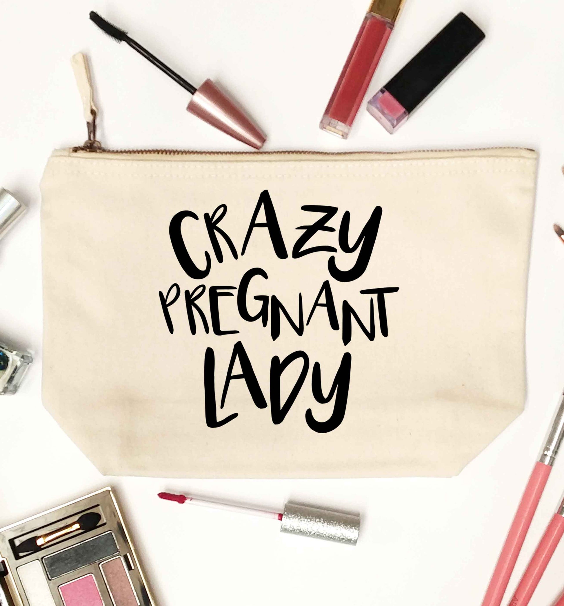 Crazy pregnant lady natural makeup bag