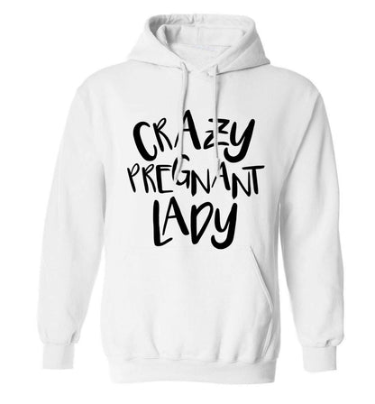 Crazy pregnant lady adults unisex white hoodie 2XL