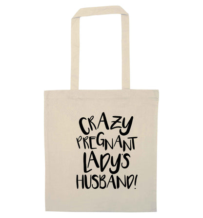 Crazy pregnant lady's husband natural tote bag