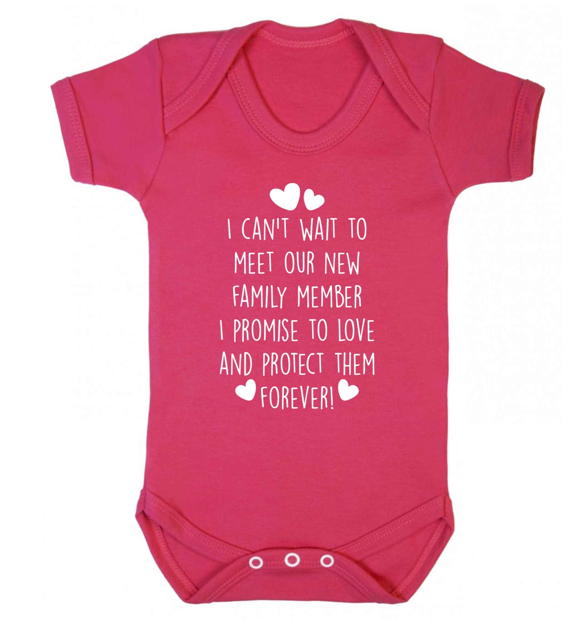 I can't wait to meet our new family member I promise to love and protect them foreverBaby Vest dark pink 18-24 months