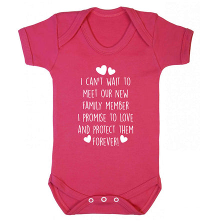 I can't wait to meet our new family member I promise to love and protect them foreverBaby Vest dark pink 18-24 months