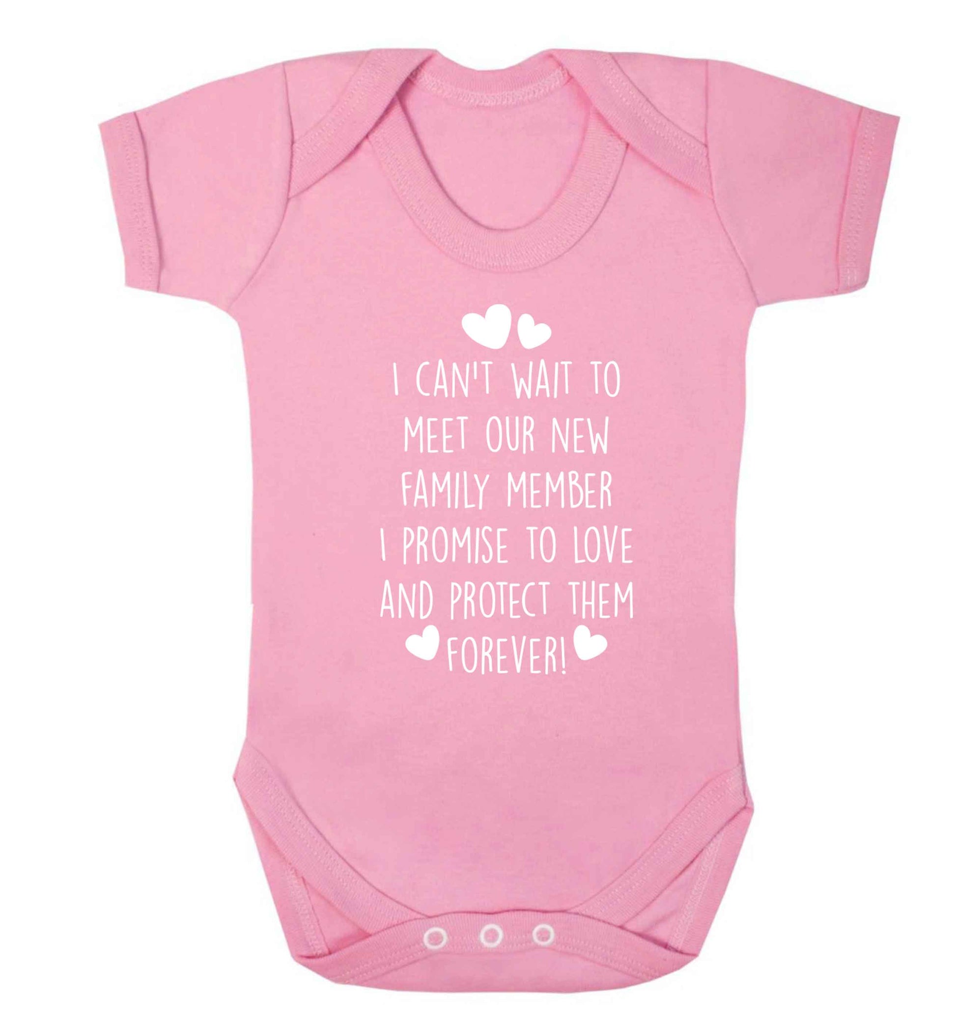 I can't wait to meet our new family member I promise to love and protect them foreverBaby Vest pale pink 18-24 months
