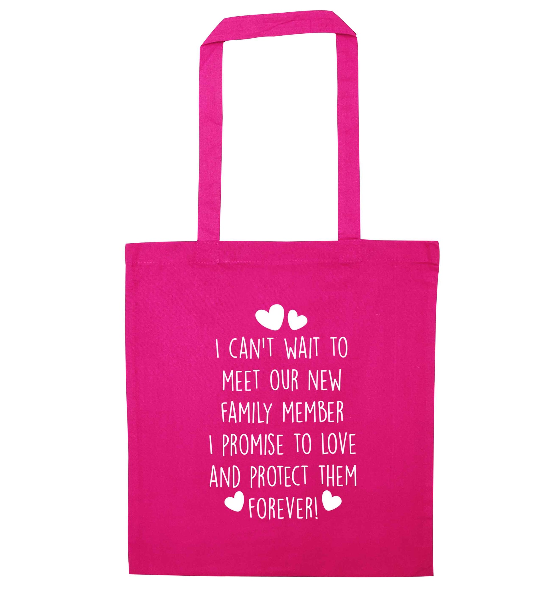 I can't wait to meet our new family member I promise to love and protect them foreverpink tote bag