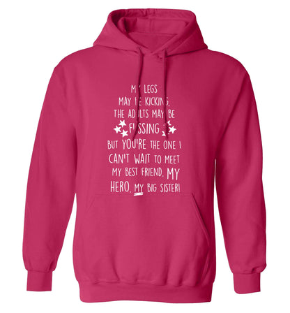 A poem from bump to big sister adults unisex pink hoodie 2XL
