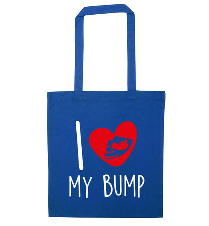 I love my bump blue tote bag