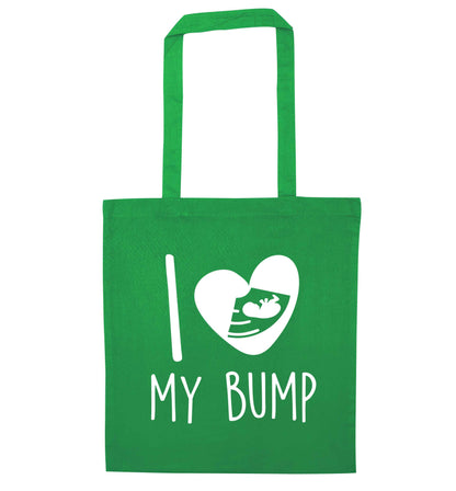 I love my bump green tote bag