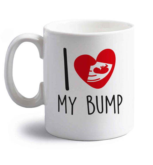 I love my bump right handed white ceramic mug 