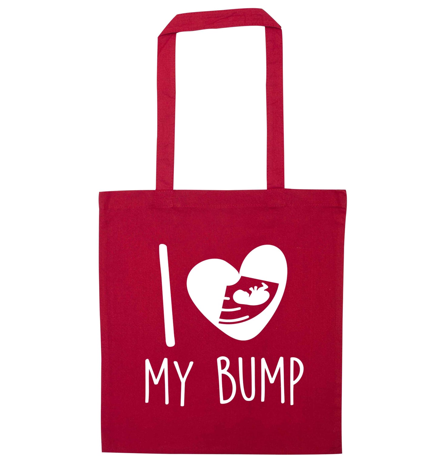 I love my bump red tote bag