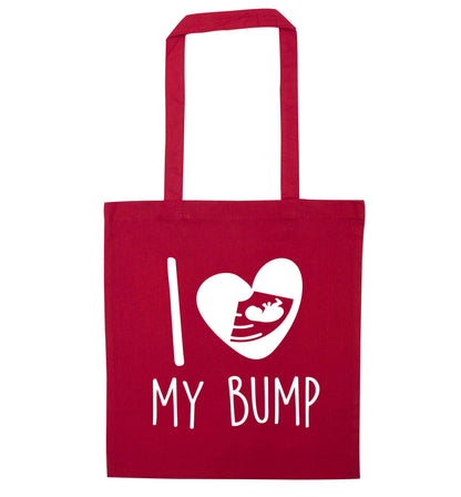 I love my bump red tote bag