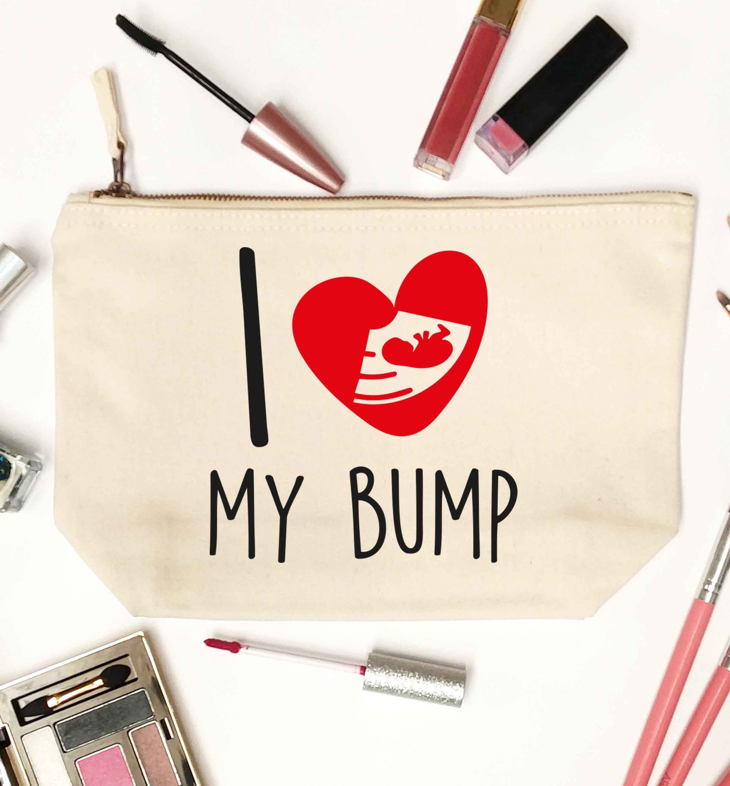 I love my bump natural makeup bag