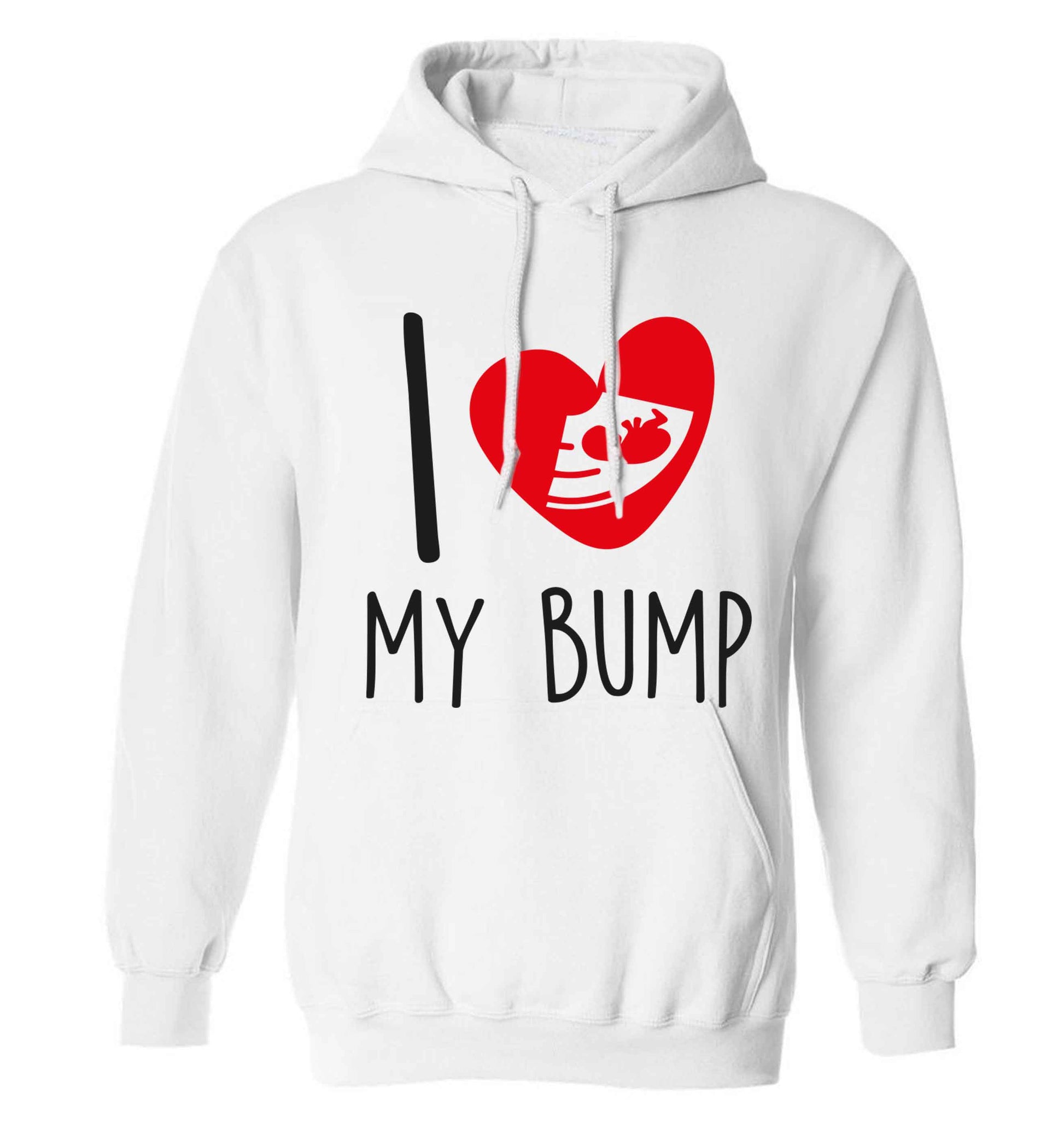 I love my bump adults unisex white hoodie 2XL