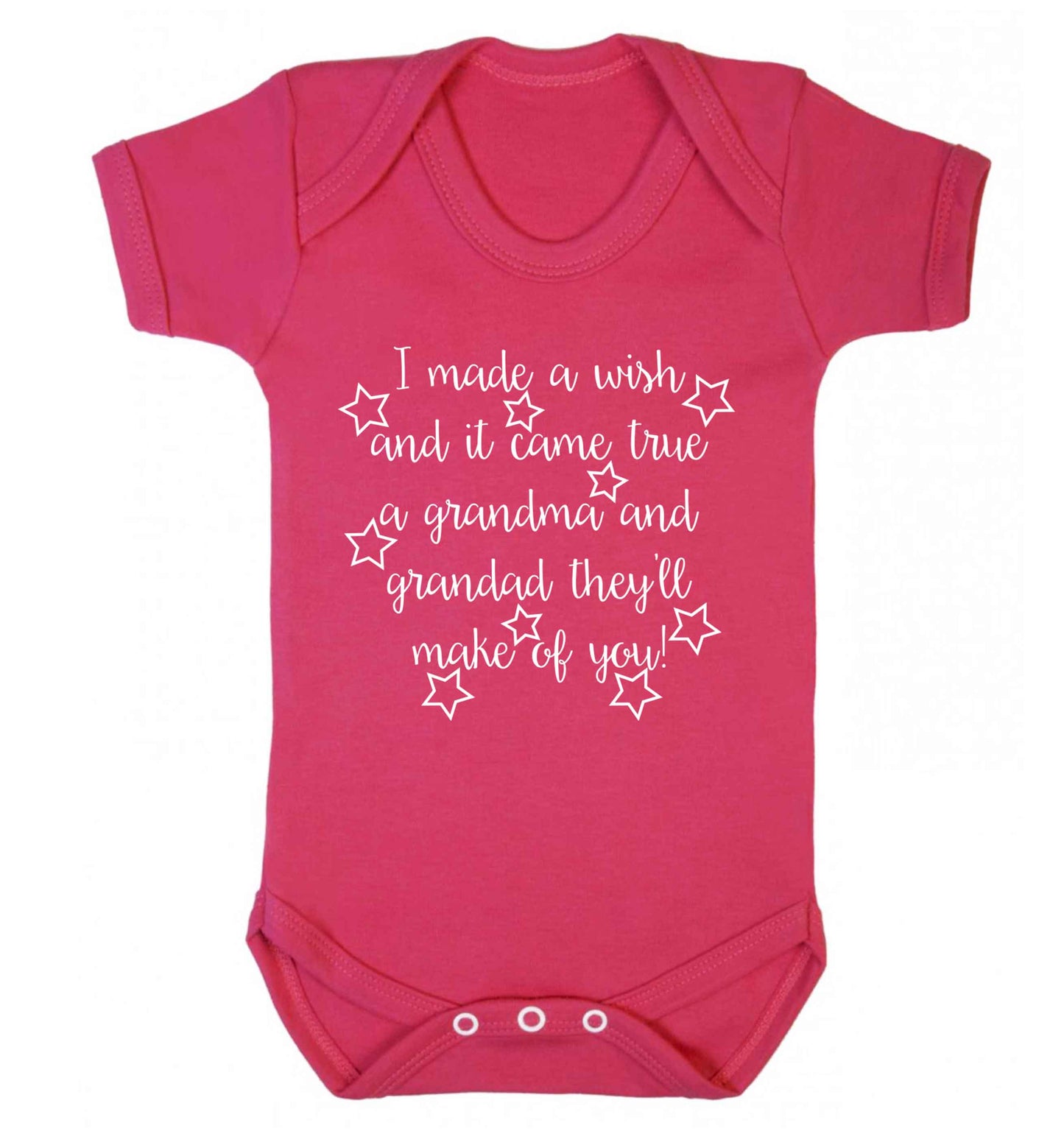 I made a wish and it came true a grandma and grandad they'll make of you! Baby Vest dark pink 18-24 months