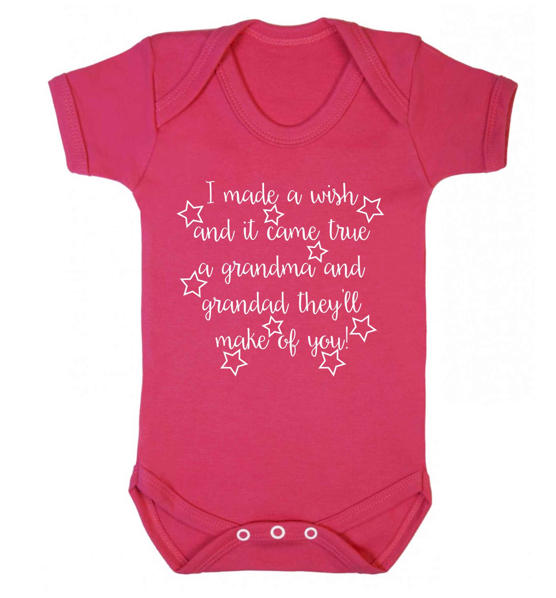 I made a wish and it came true a grandma and grandad they'll make of you! Baby Vest dark pink 18-24 months