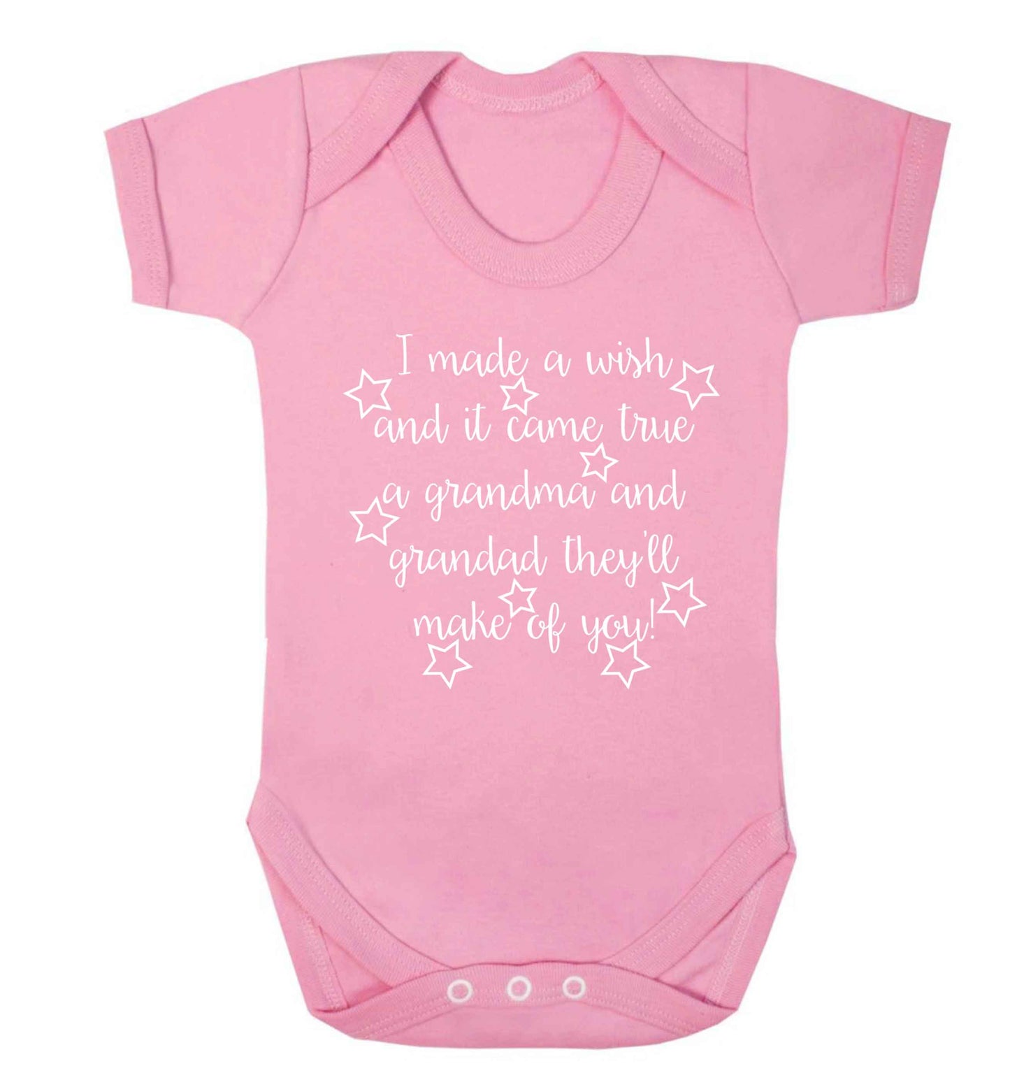I made a wish and it came true a grandma and grandad they'll make of you! Baby Vest pale pink 18-24 months