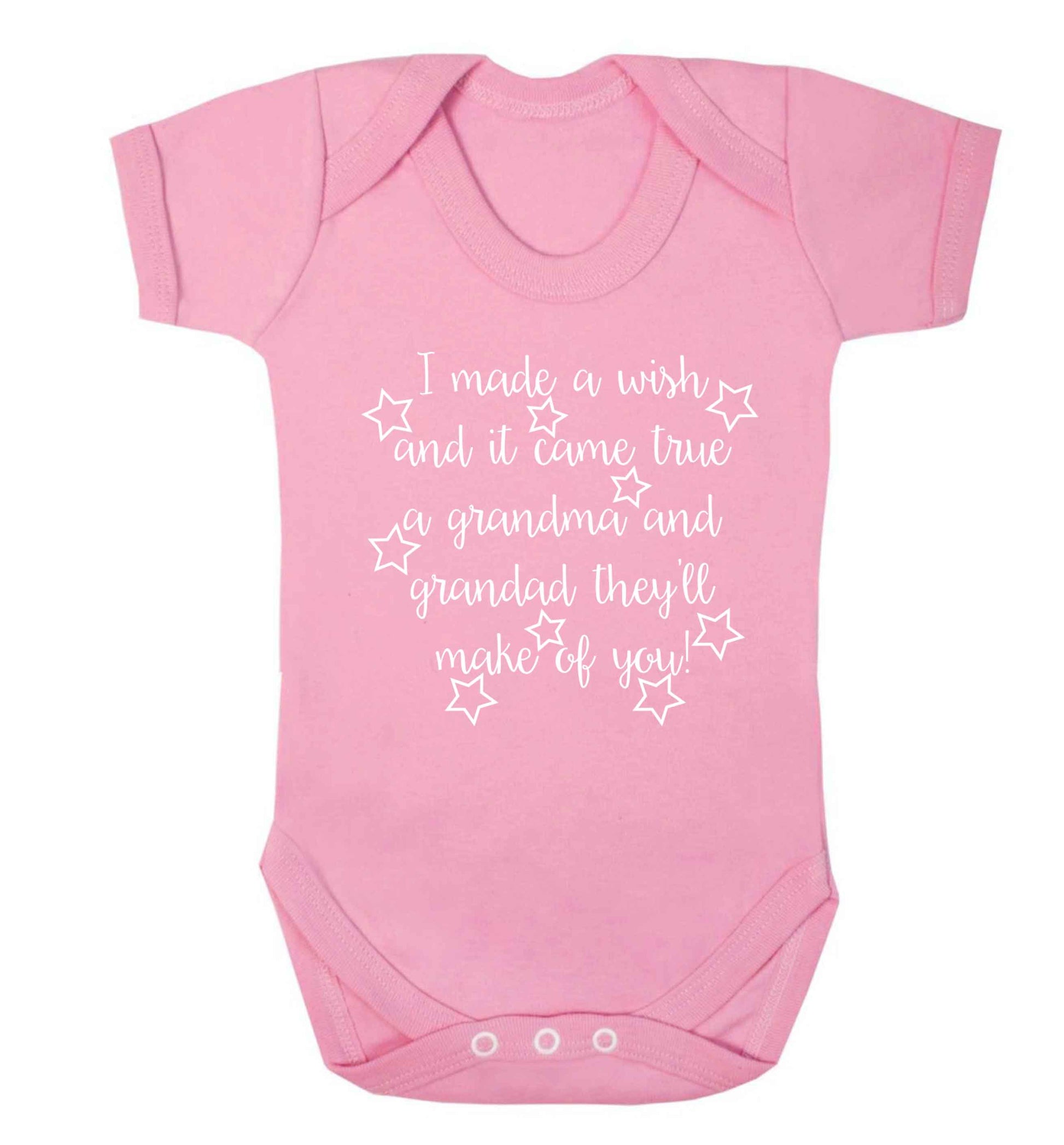 I made a wish and it came true a grandma and grandad they'll make of you! Baby Vest pale pink 18-24 months