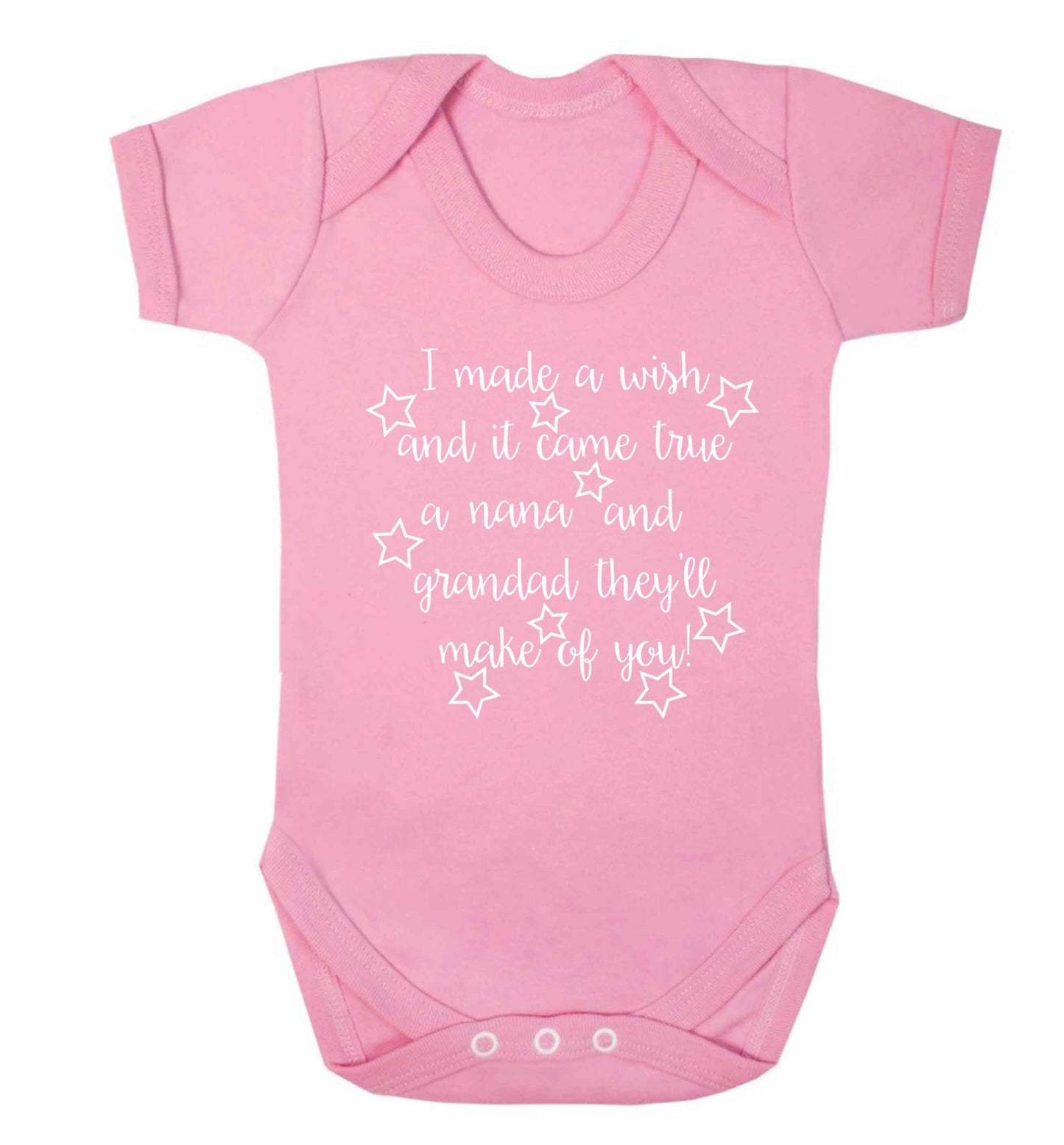 I made a wish and it came true a nana and grandad they'll make of you! Baby Vest pale pink 18-24 months