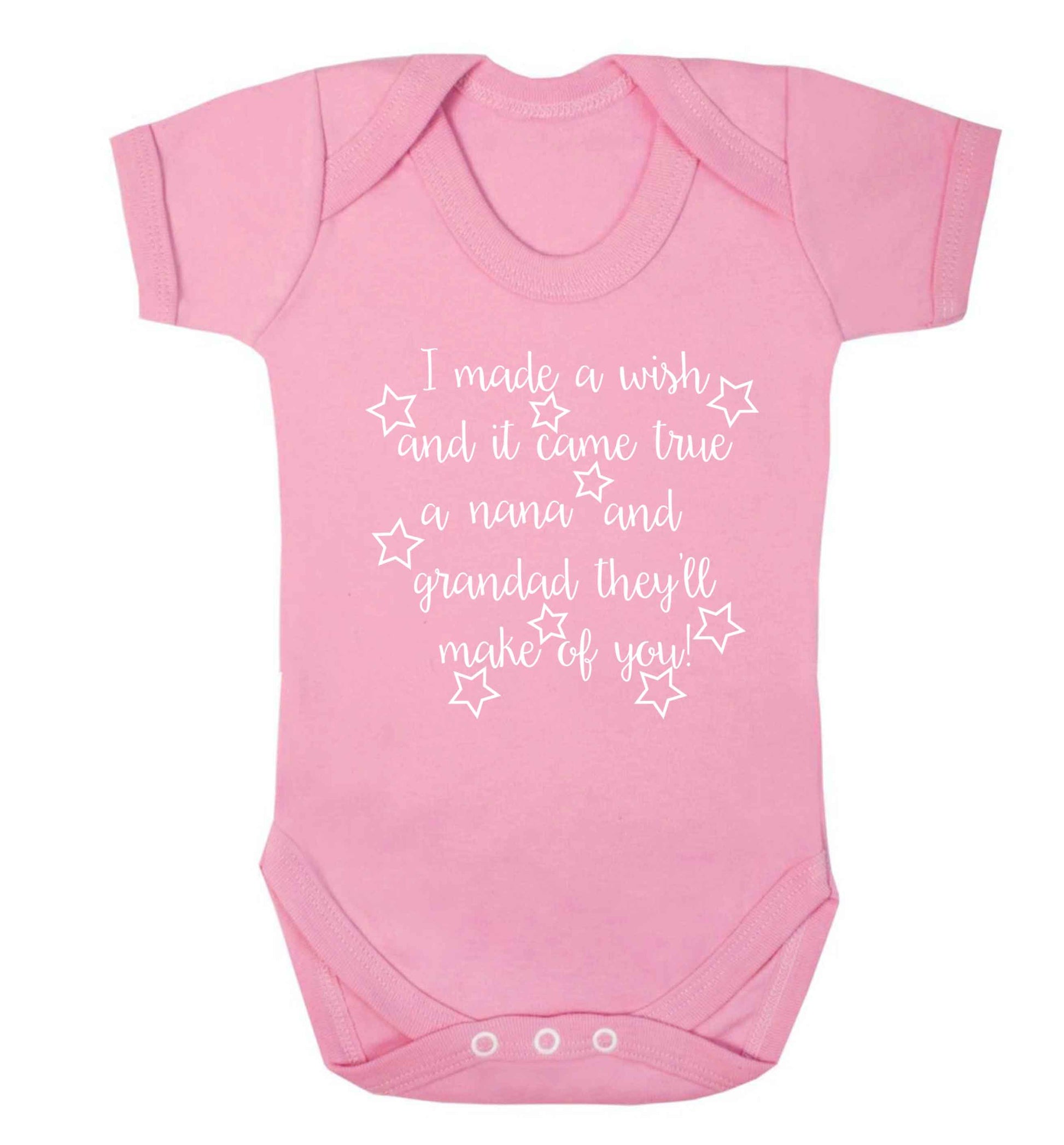 I made a wish and it came true a nana and grandad they'll make of you! Baby Vest pale pink 18-24 months