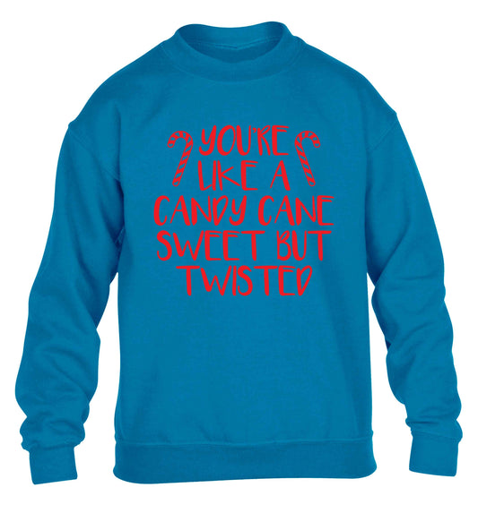 You're like a candy cane sweet but twisted children's blue sweater 12-13 Years