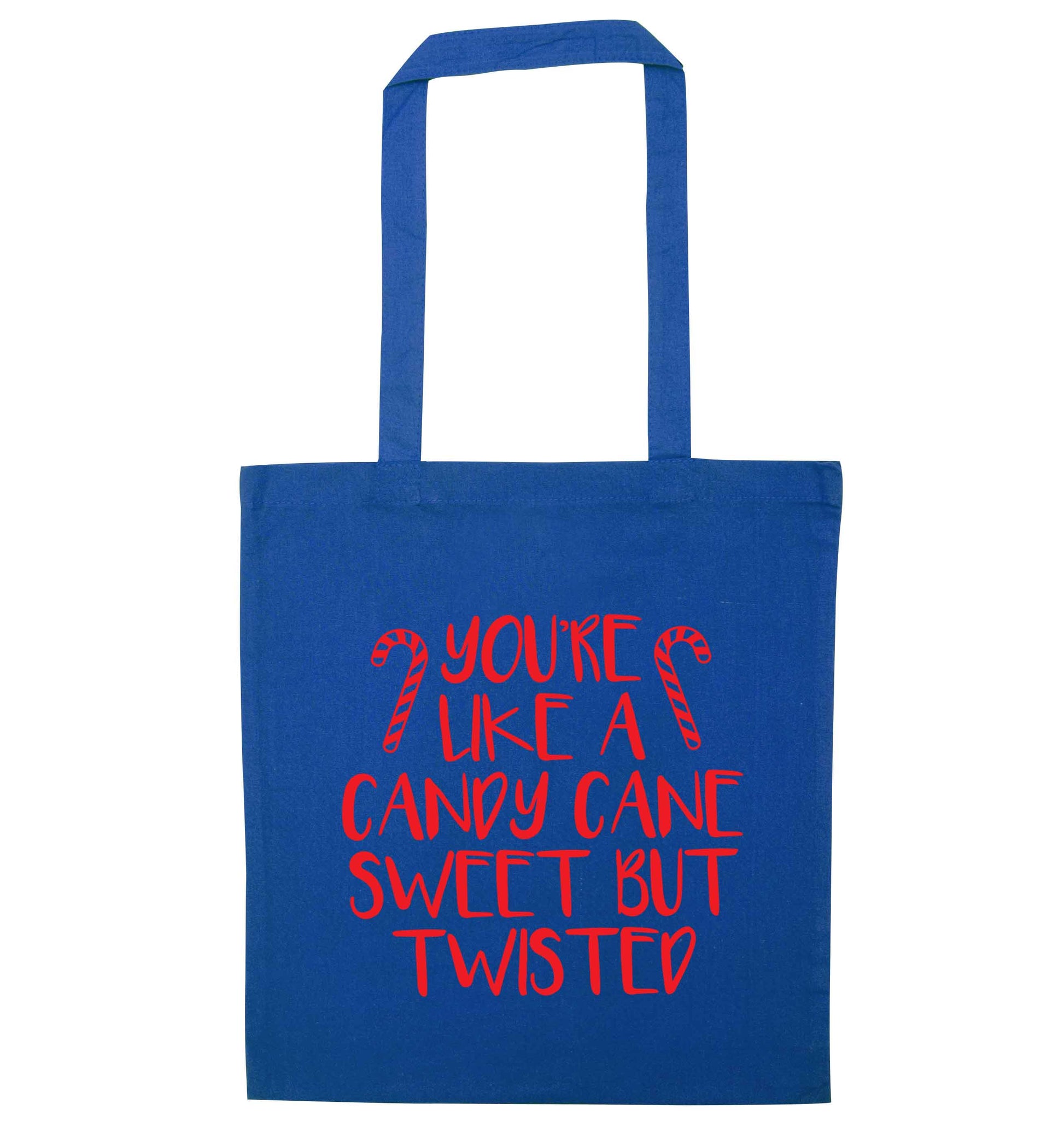 You're like a candy cane sweet but twisted blue tote bag