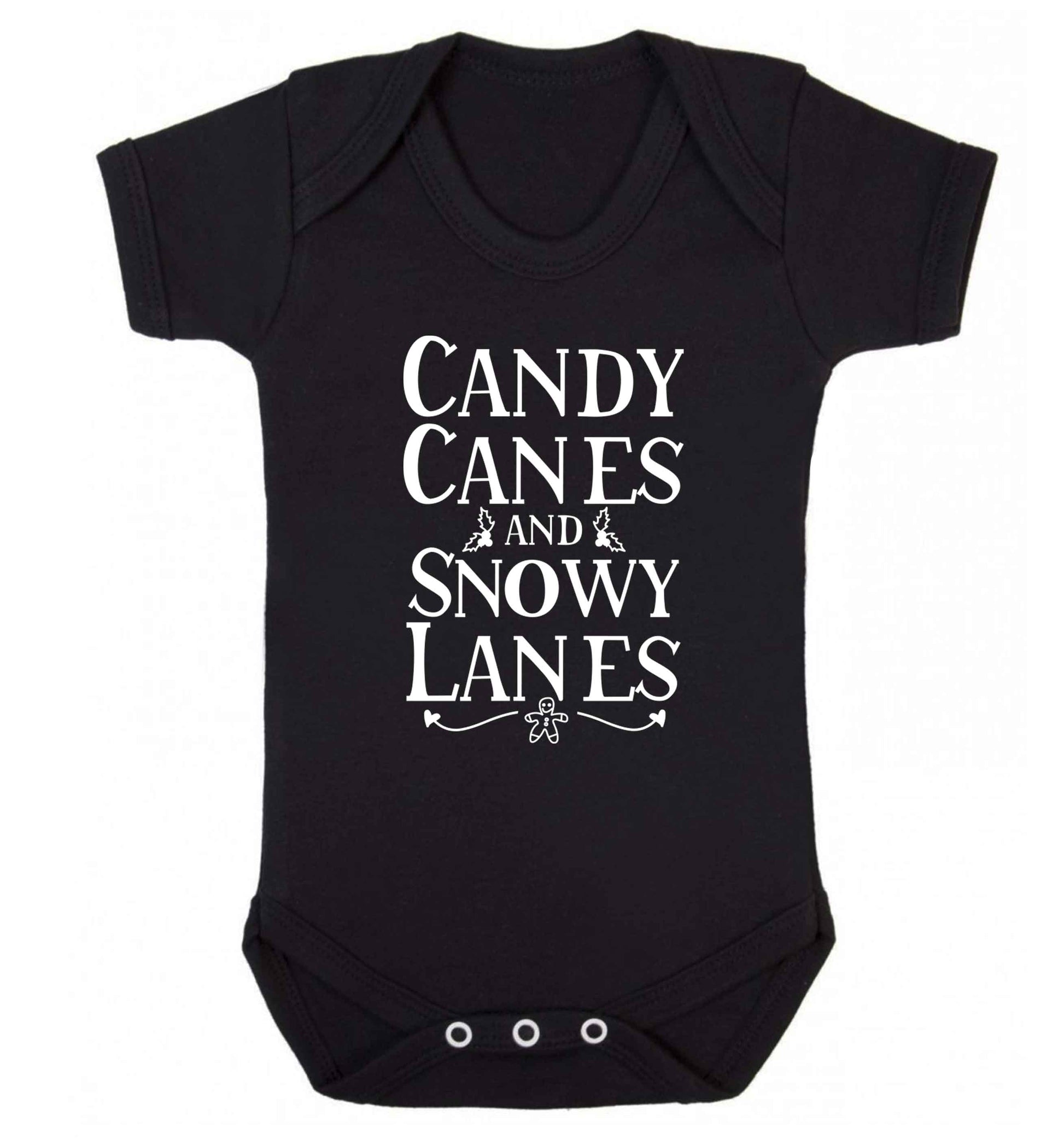 Candy canes and snowy lanes Baby Vest black 18-24 months