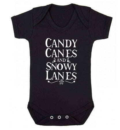 Candy canes and snowy lanes Baby Vest black 18-24 months