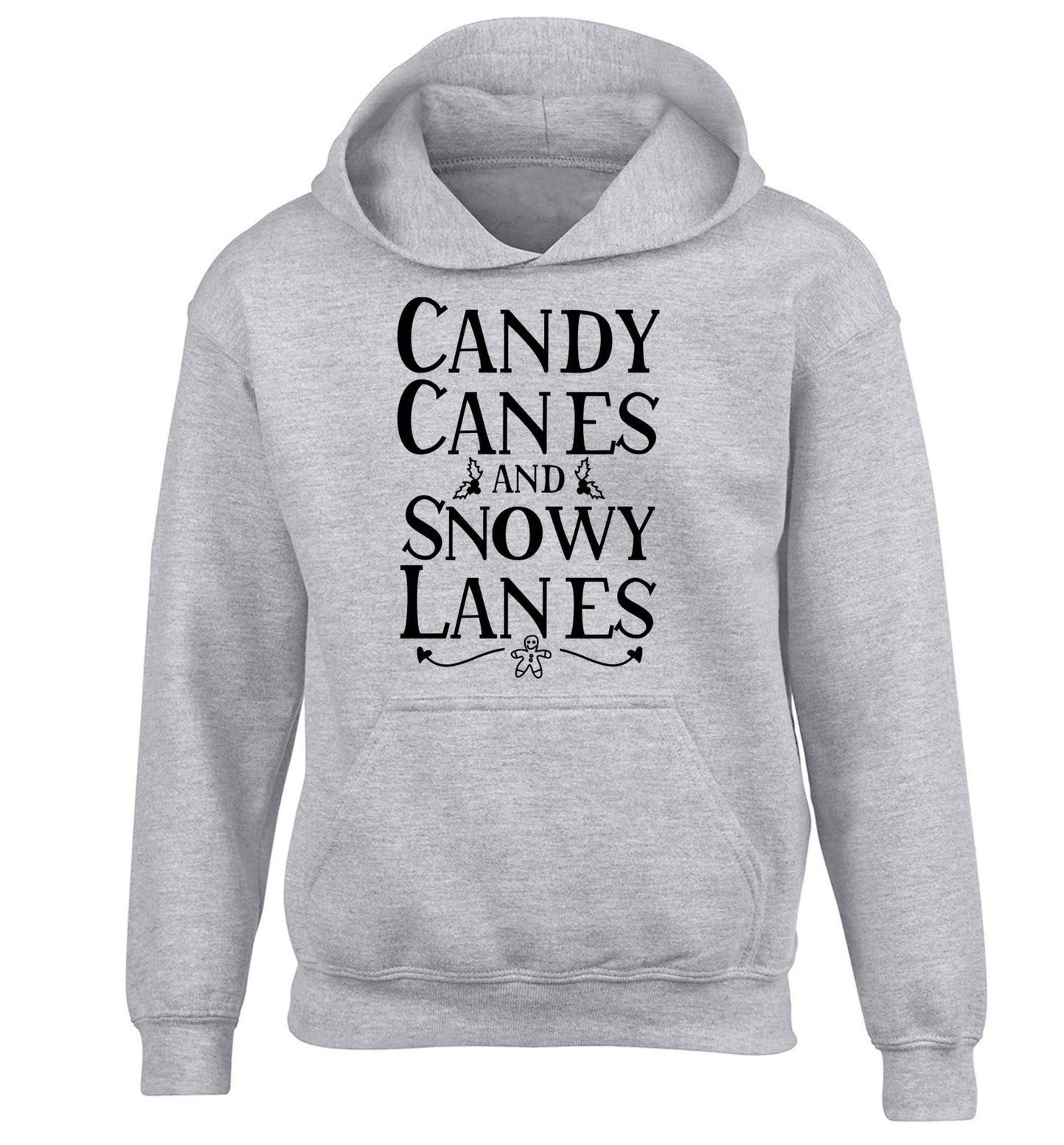Candy canes and snowy lanes children's grey hoodie 12-13 Years