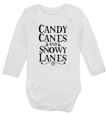 Candy canes and snowy lanes Baby Vest long sleeved white 6-12 months