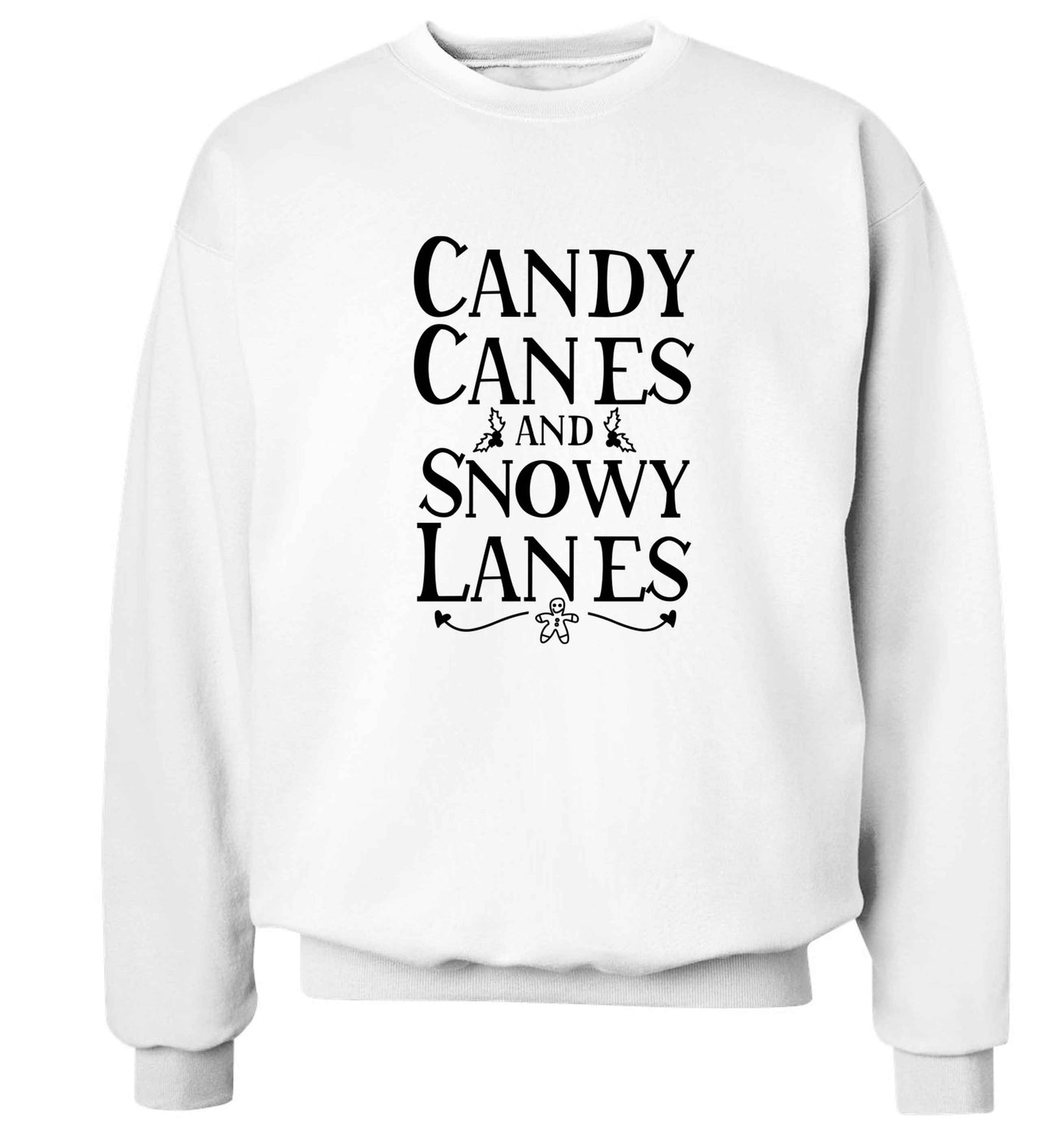 Candy canes and snowy lanes Adult's unisex white Sweater 2XL