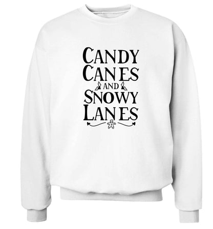 Candy canes and snowy lanes Adult's unisex white Sweater 2XL