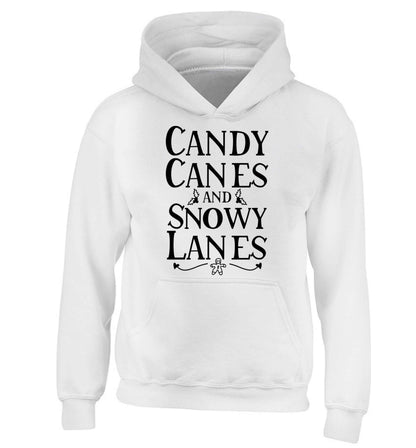 Candy canes and snowy lanes children's white hoodie 12-13 Years
