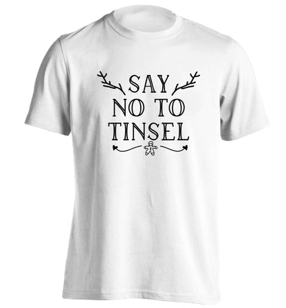 Say no to tinsel adults unisex white Tshirt 2XL