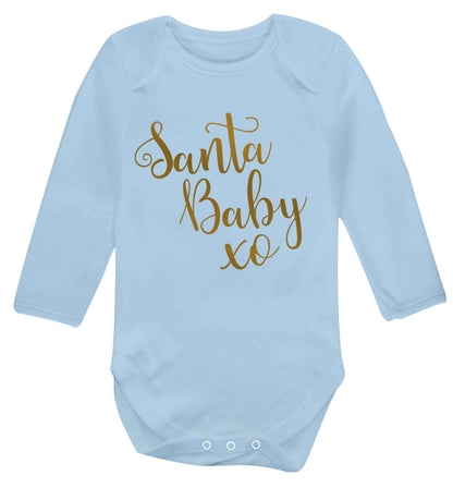 Santa baby Baby Vest long sleeved pale blue 6-12 months