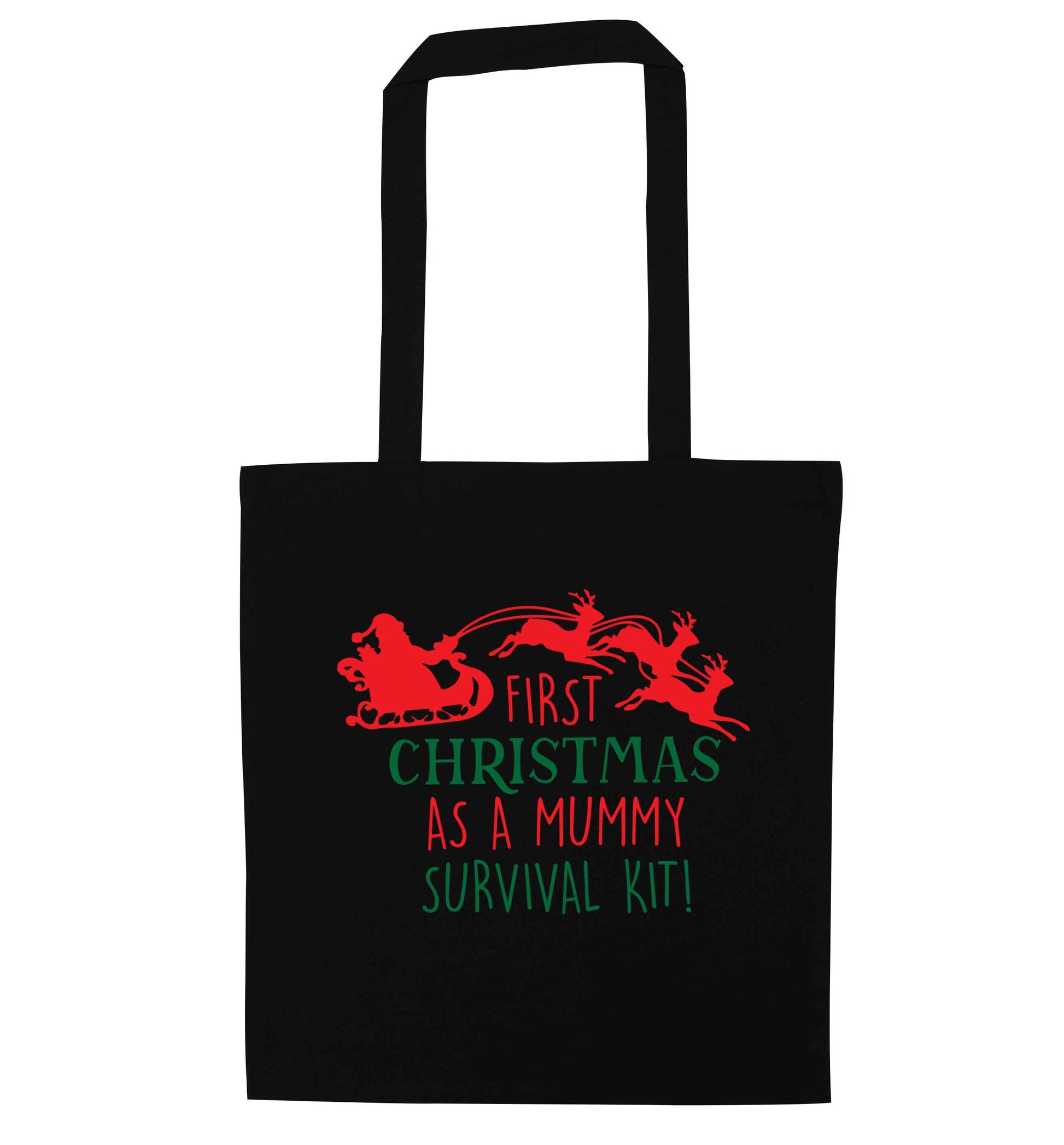First Christmas as a mummy survival kit black tote bag