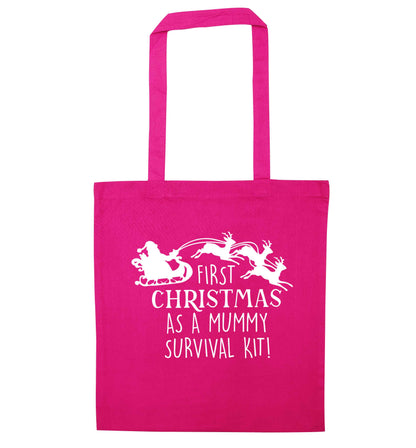 First Christmas as a mummy survival kit pink tote bag