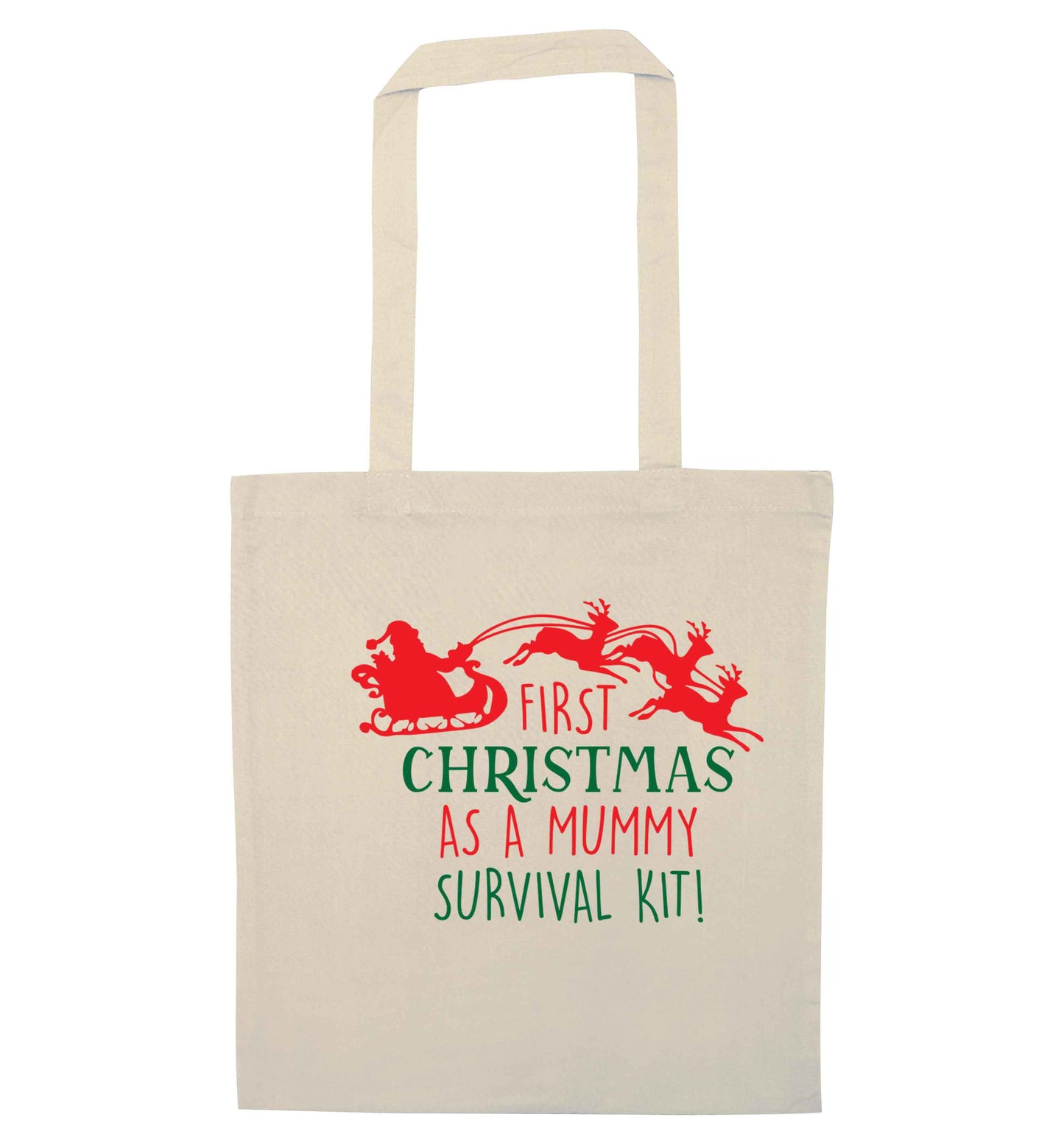 First Christmas as a mummy survival kit natural tote bag