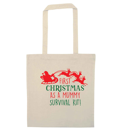 First Christmas as a mummy survival kit natural tote bag