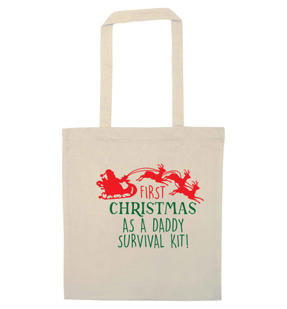 First Christmas as a daddy survival kit natural tote bag