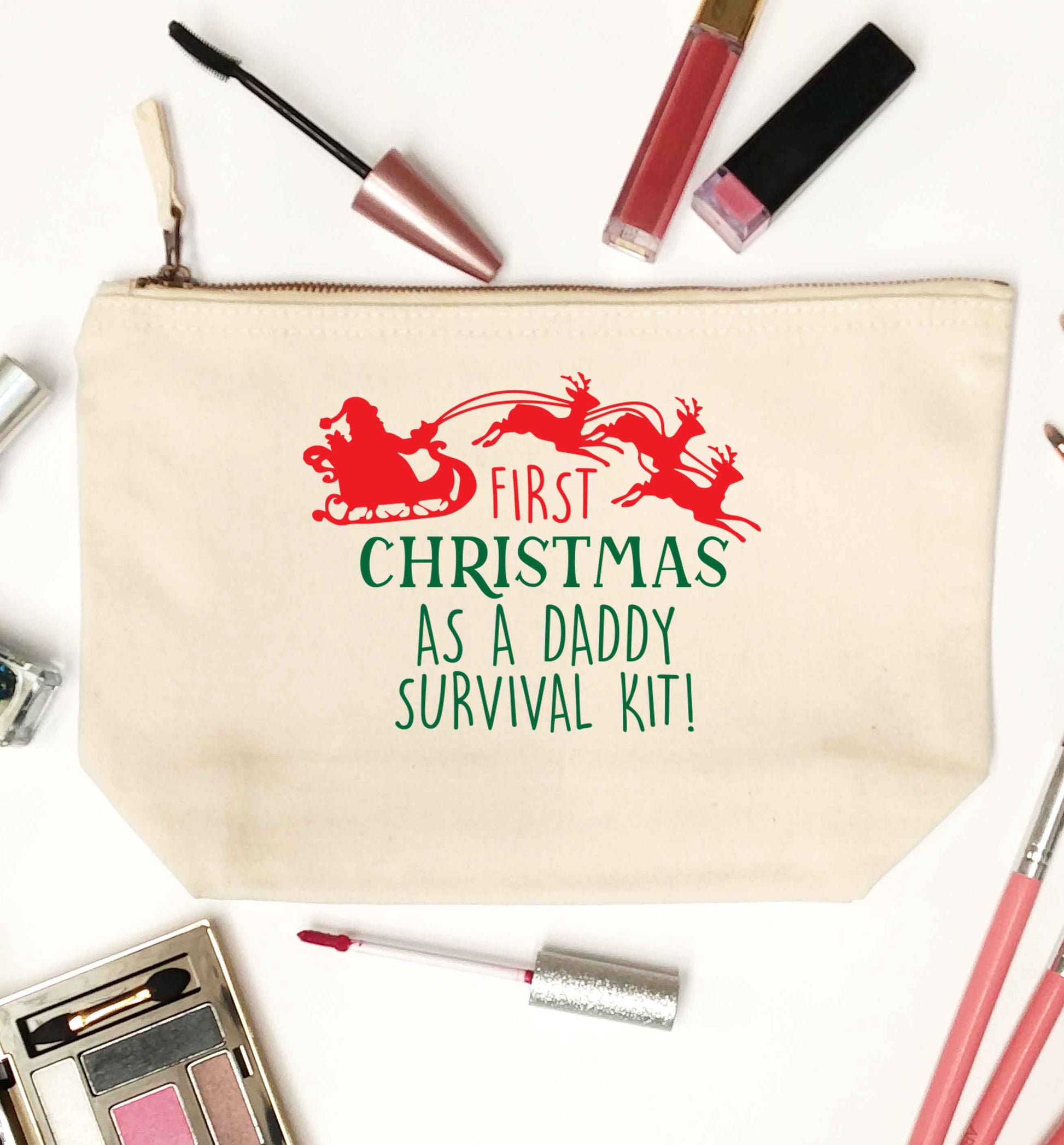 First Christmas as a daddy survival kit natural makeup bag