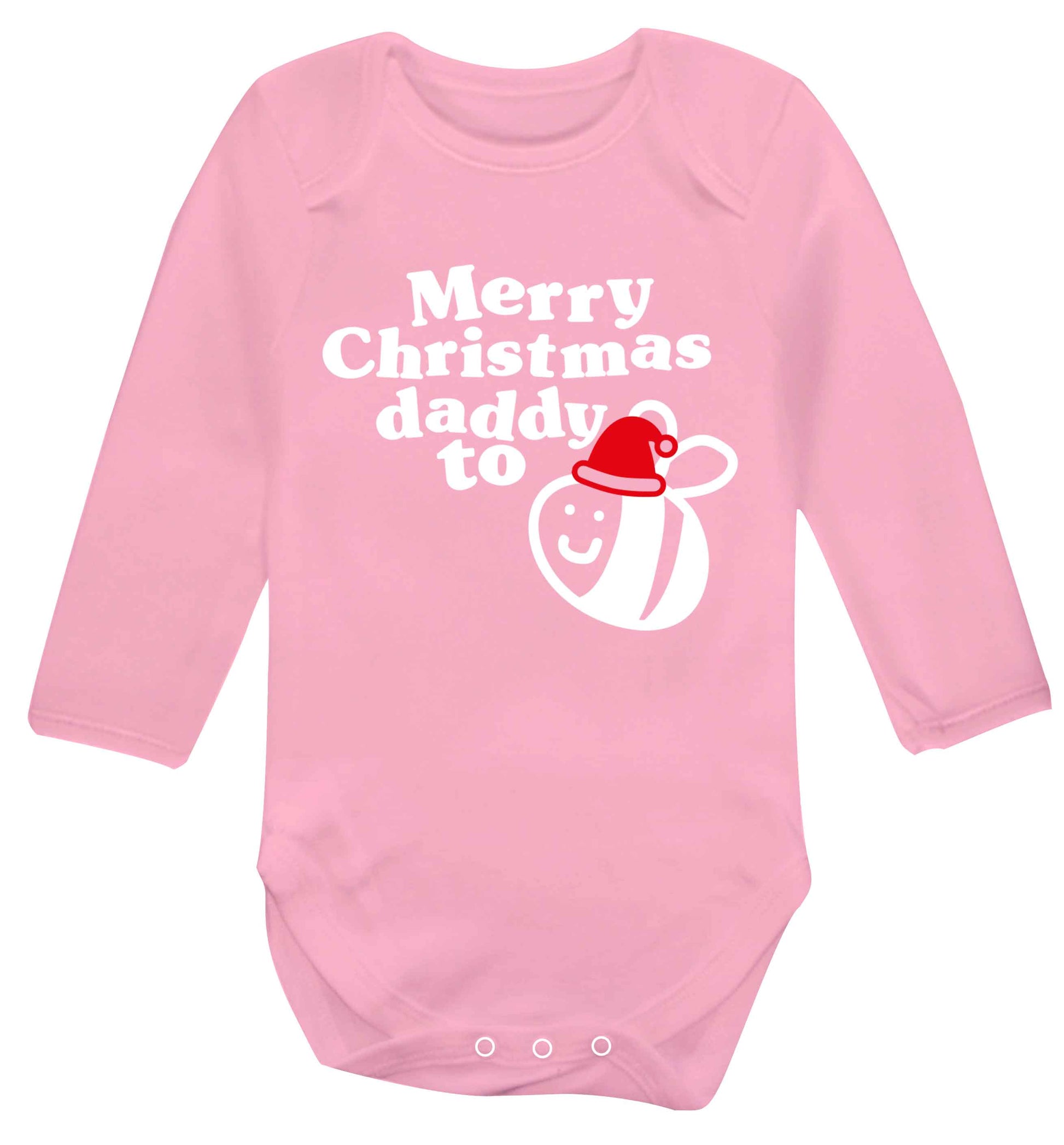 Merry Christmas daddy to be Baby Vest long sleeved pale pink 6-12 months