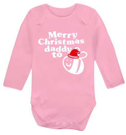 Merry Christmas daddy to be Baby Vest long sleeved pale pink 6-12 months