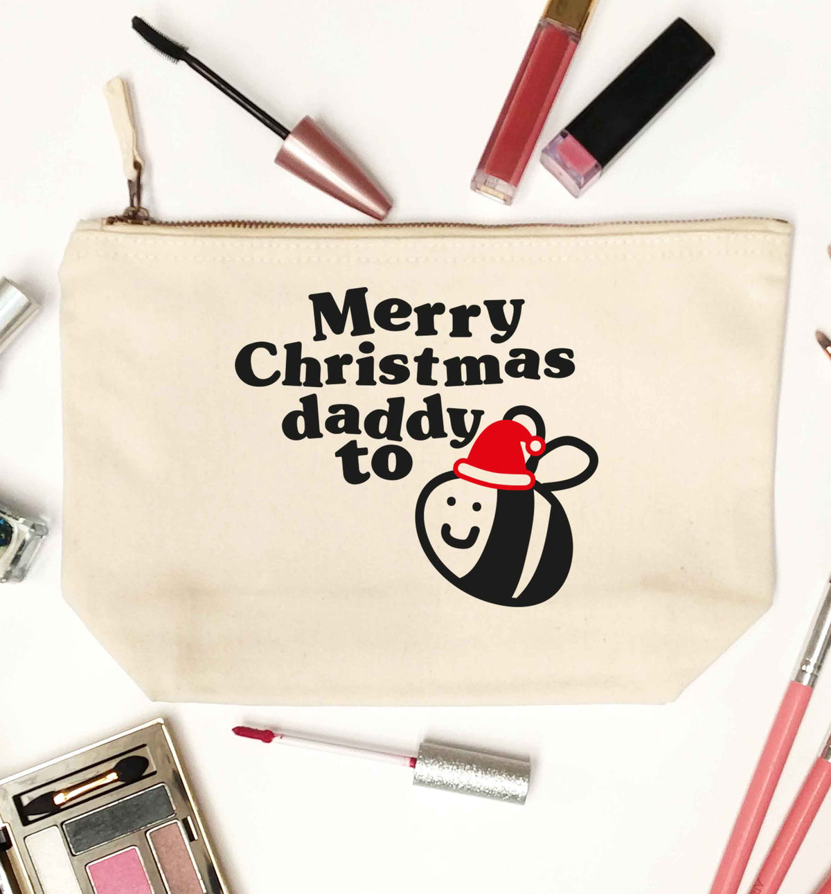 Merry Christmas daddy to be natural makeup bag
