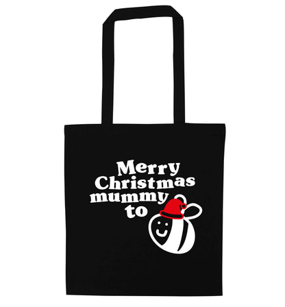 Merry Christmas mummy to be black tote bag