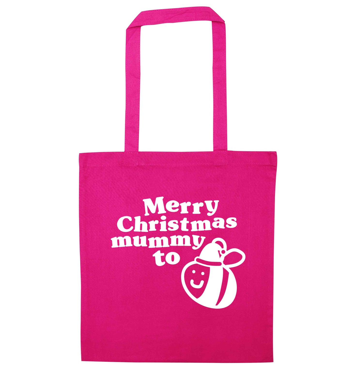 Merry Christmas mummy to be pink tote bag
